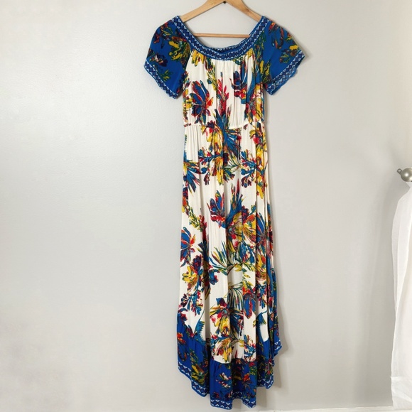 Flying Tomato High Low Dress Iconic Print On/ Off Shoulder Elastic Waist Small - Picture 2 of 11